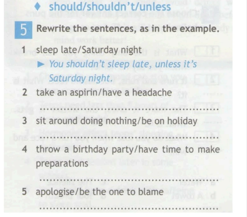 Rewrite the sentences, as in the example.