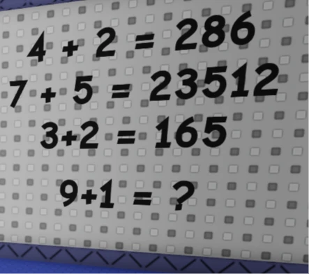 4 + 2 = 286, 7 + 5 = 23512, 3 + 2 = 165, 9 + 1 = ?