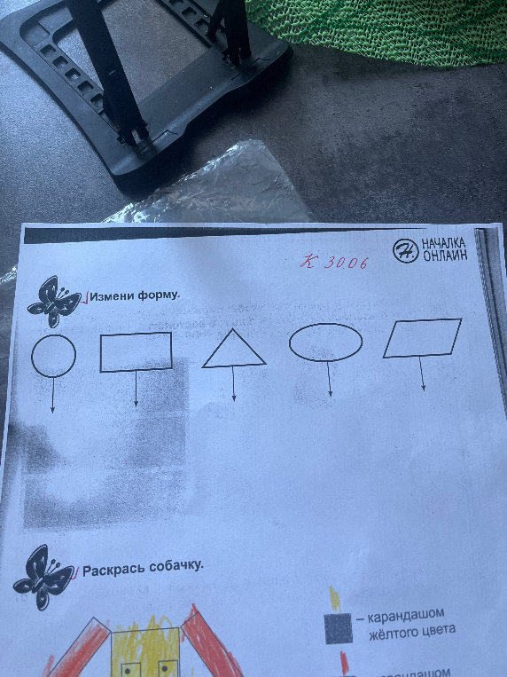 Измени форму. Раскрась собачку.