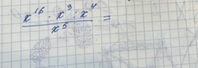 x^16 * x^3 : x^4 / x^5 =