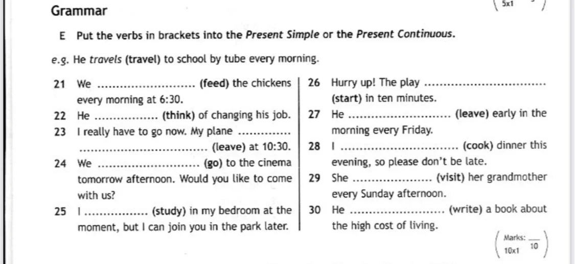 Put the verbs in brackets into the Present Simple or the Present Continuous.