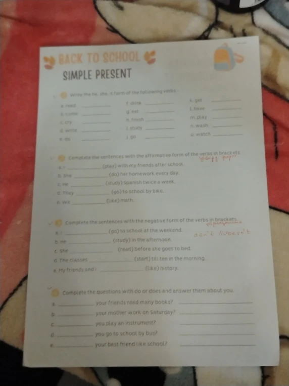 Write the he, she, it form of the following verbs