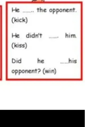 He ...... the opponent. (kick)