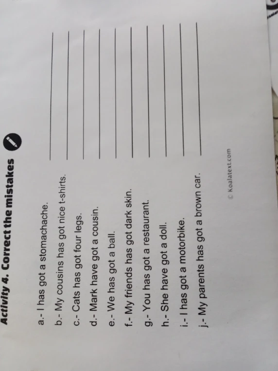 Activity 4. Correct the mistakes