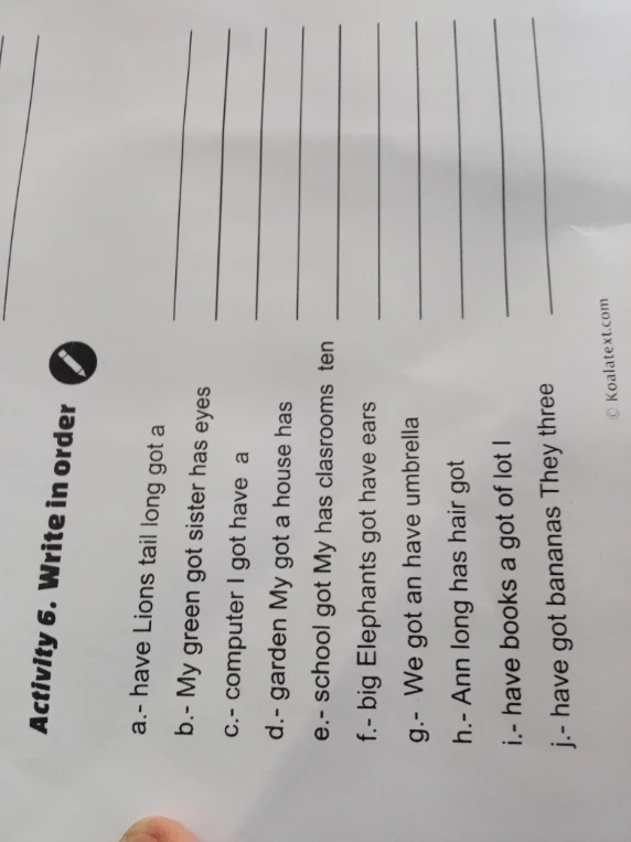 Activity 6. Write in order