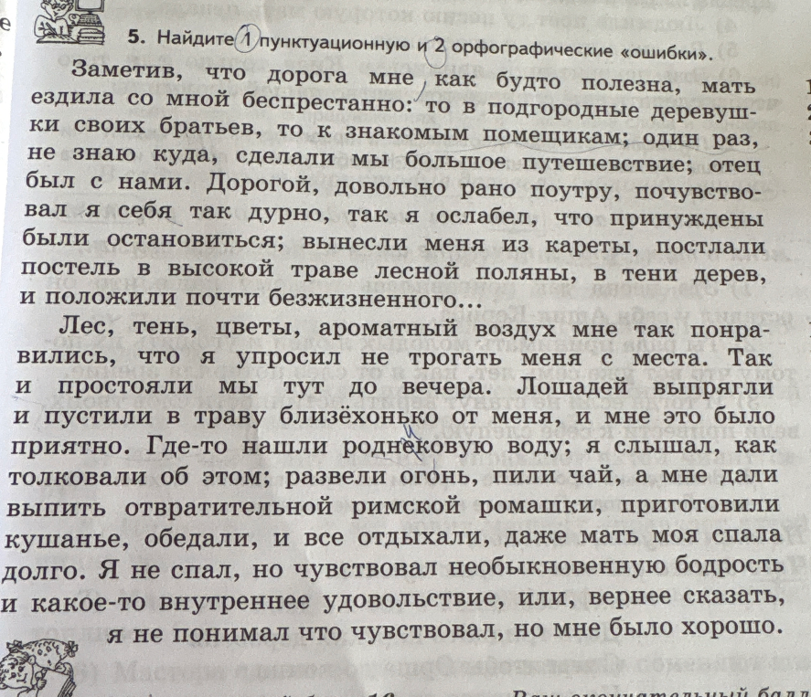 5. Найдите 1 пунктуационную и 2 орфографические «ошибки».