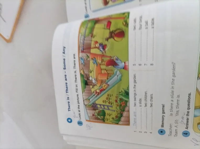 Look at the picture. Fill in: There is, There are.