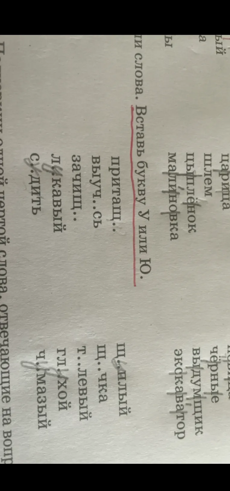 Вставь букву У или Ю.