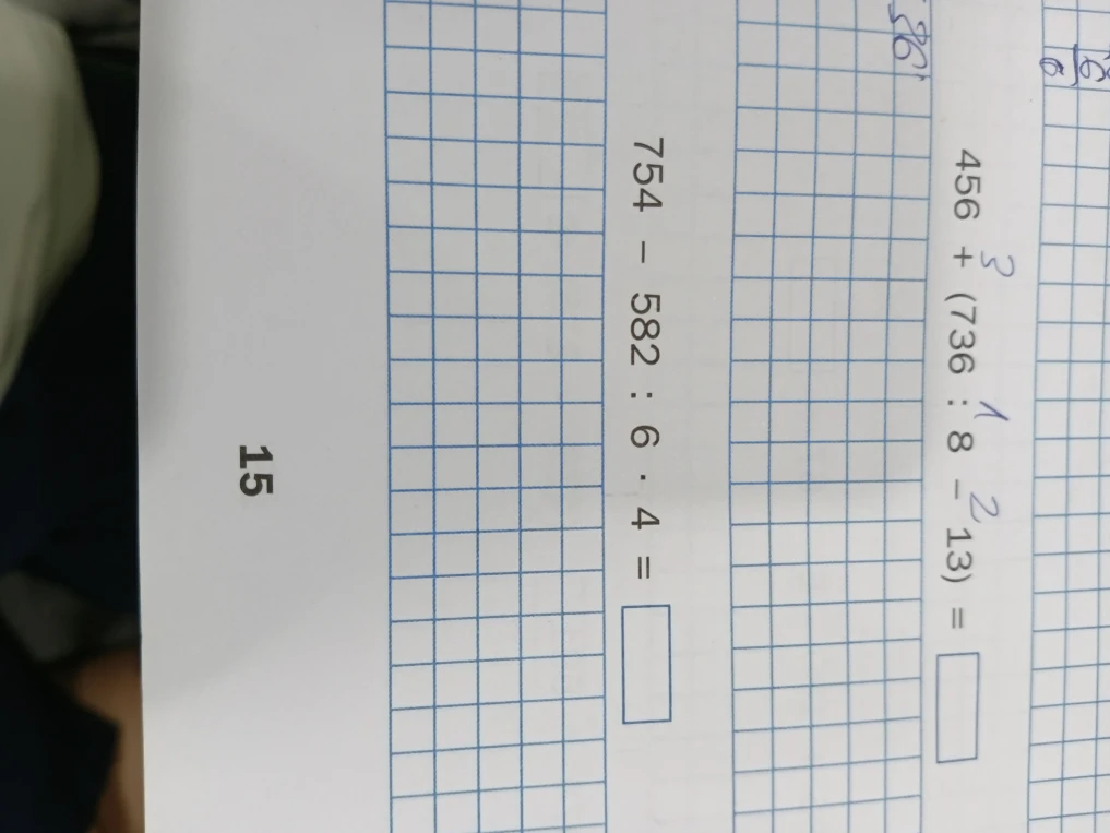 456 + (736 : 8 - 13) =