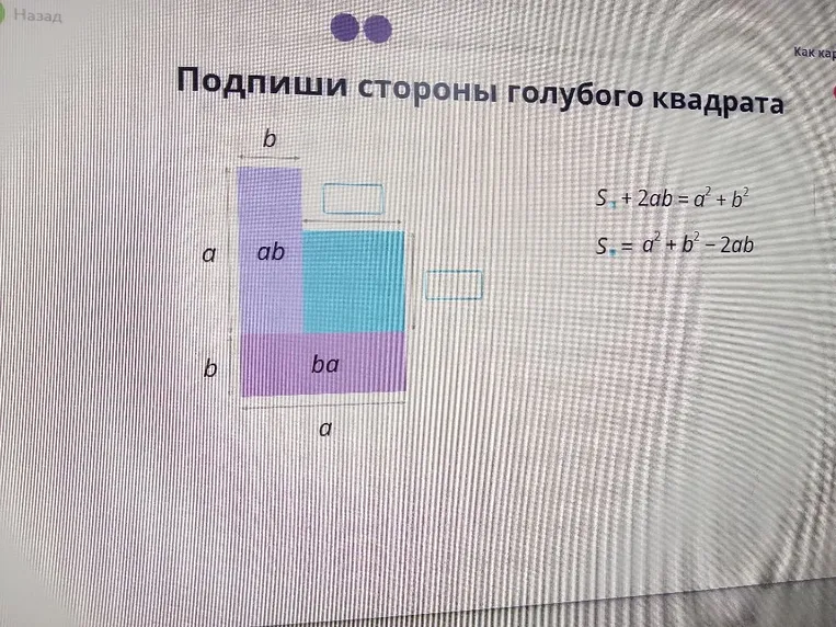 Подпиши стороны голубого квадрата