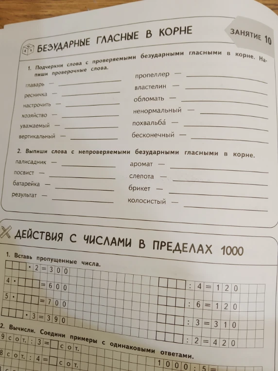 Подчеркни слова с проверяемыми безударными гласными в корне. Напиши проверочные слова.