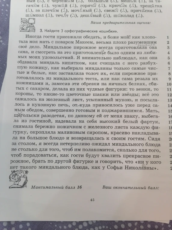 Найдите 3 орфографические «ошибки».