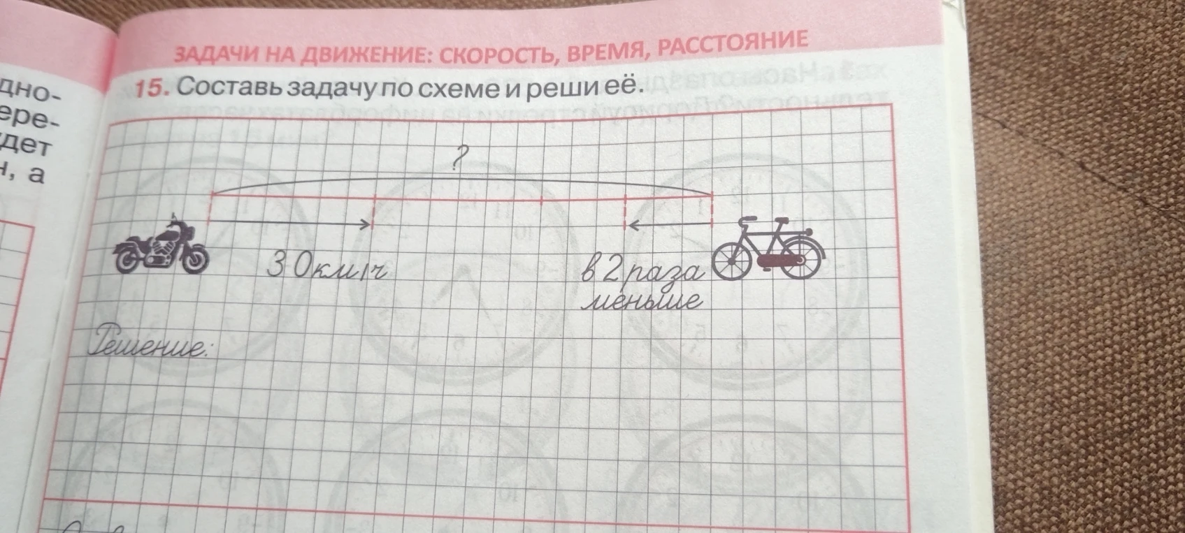 15. Составь задачу по схеме и реши её.
