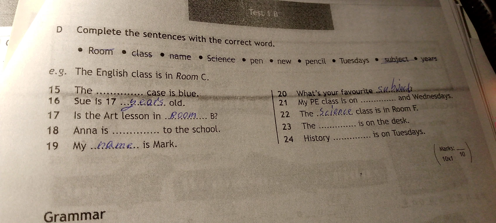 Complete the sentences with the correct word.