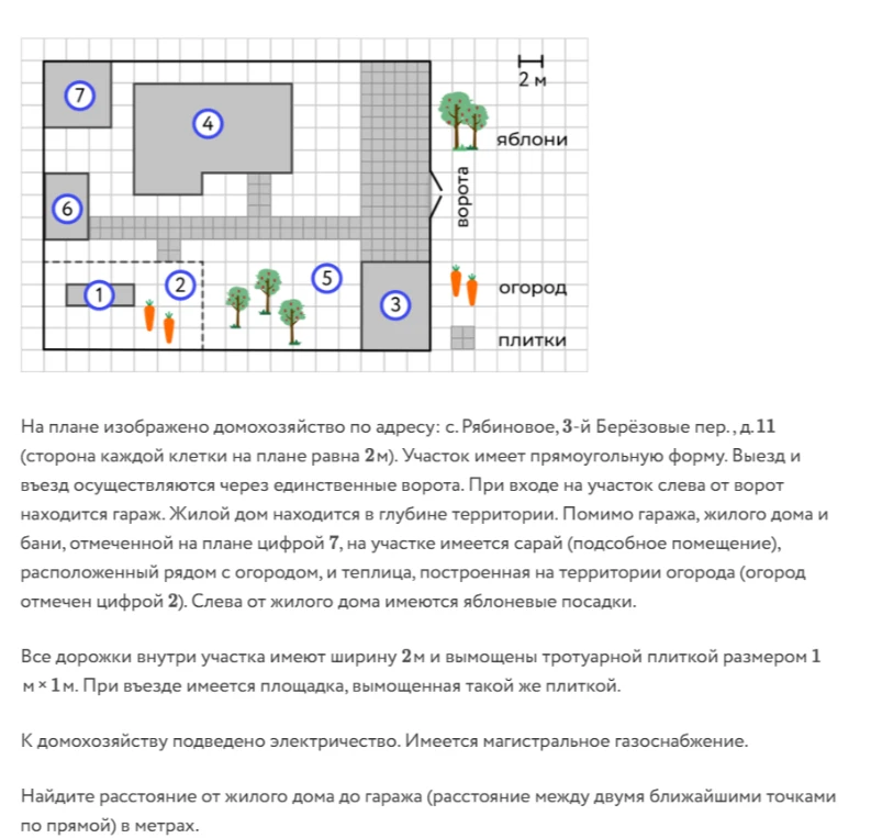 На плане изображено домохозяйство по адресу: с. Рябиновое, 3-й Берёзовые пер., д. 11 (сторона каждой клетки на плане равна 2м).