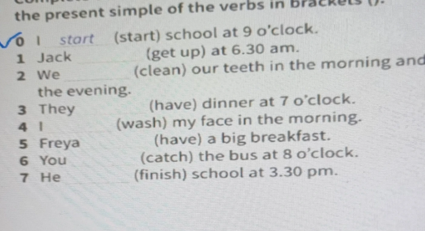 Complete the sentences with the present simple of the verbs in brackets ().