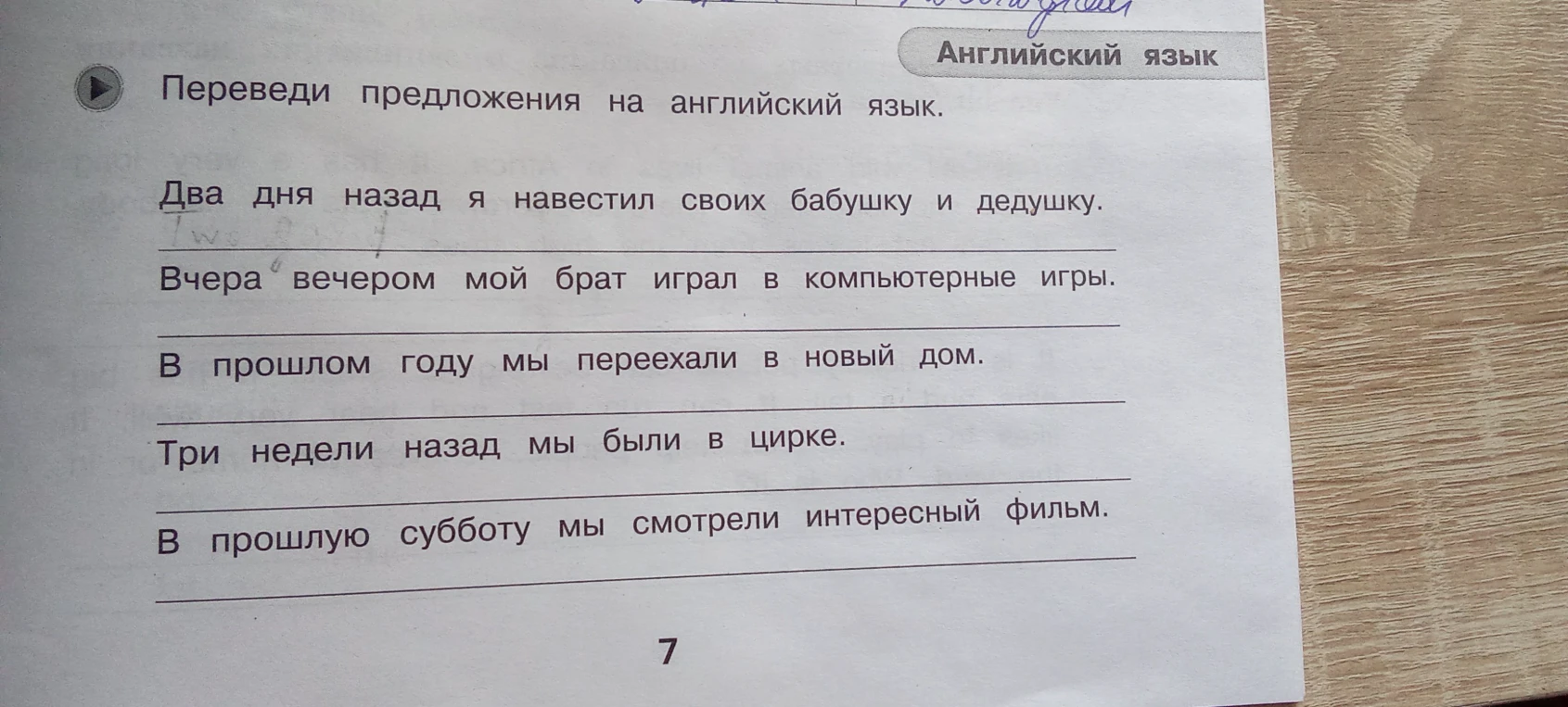 Переведи предложения на английский язык.