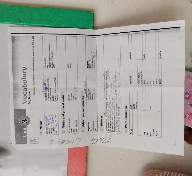 Unit 3: Vocabulary - My home (worksheet content)