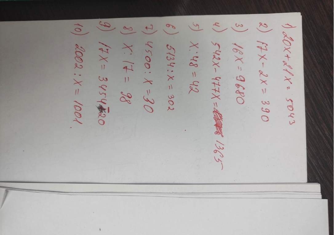 1) 20x + 21x = 5043