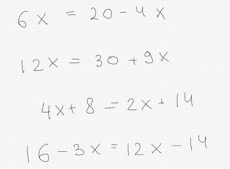 6x = 20 - 4x
