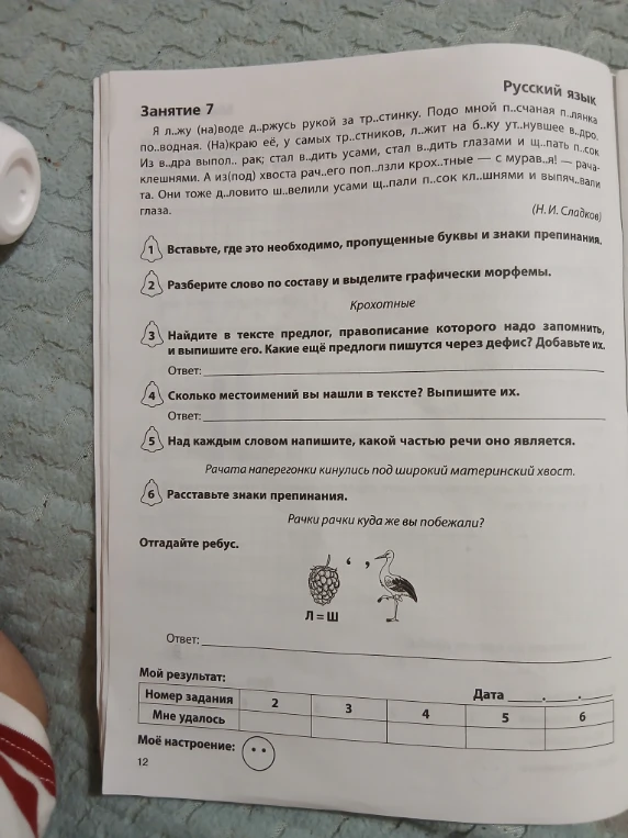 Занятие 7. Вставьте, где это необходимо, пропущенные буквы и знаки препинания.