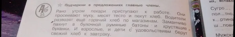 Подчеркни в предложениях главные члены.