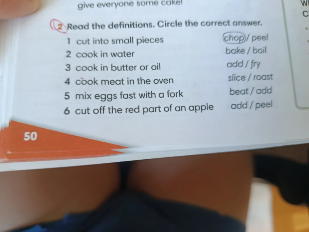 Read the definitions. Circle the correct answer.