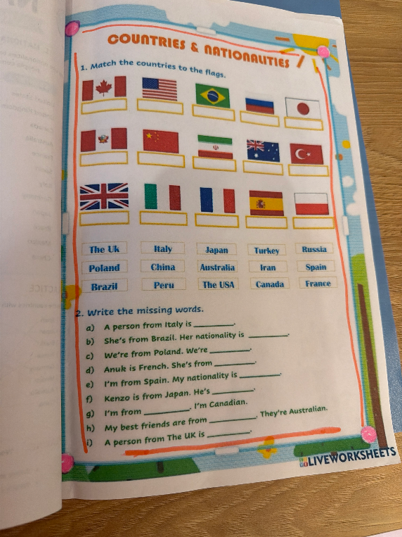 Match the countries to the flags.