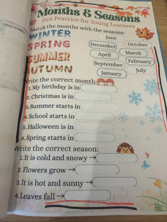 Months & Seasons: Write the correct month