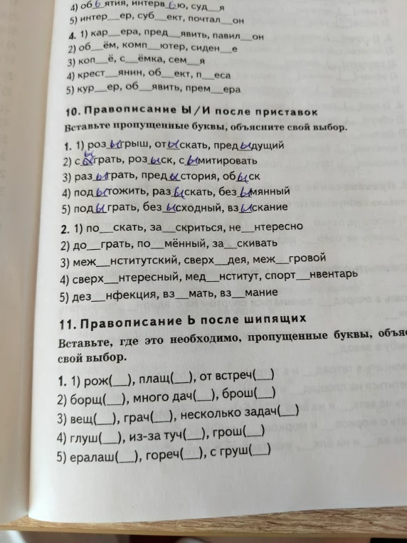 10. Правописание ы/и после приставок Вставьте пропущенные буквы, объясните свой выбор.