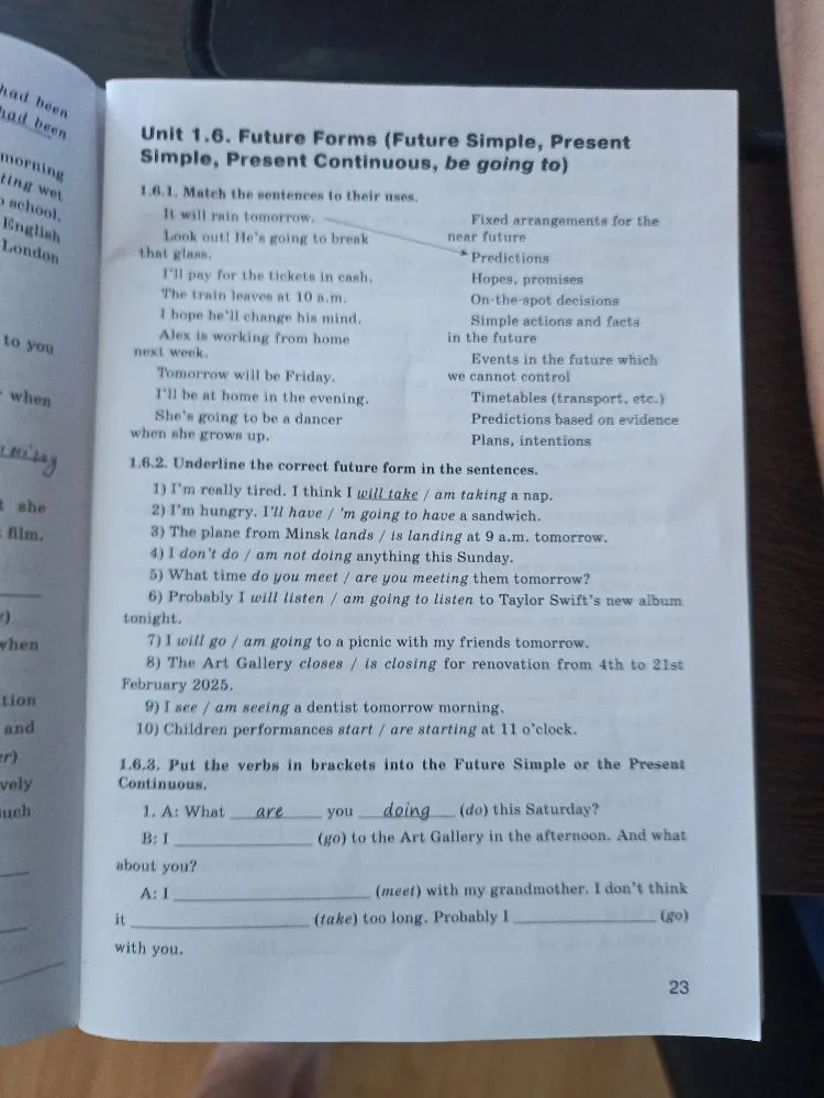 1.6.1. Match the sentences to their uses.