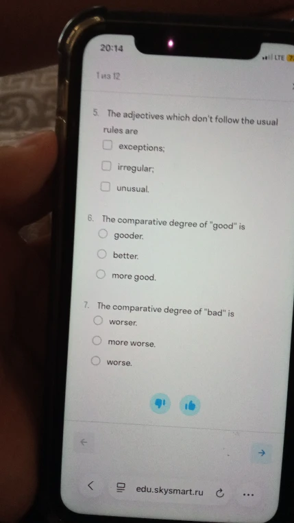 The adjectives which don't follow the usual rules are