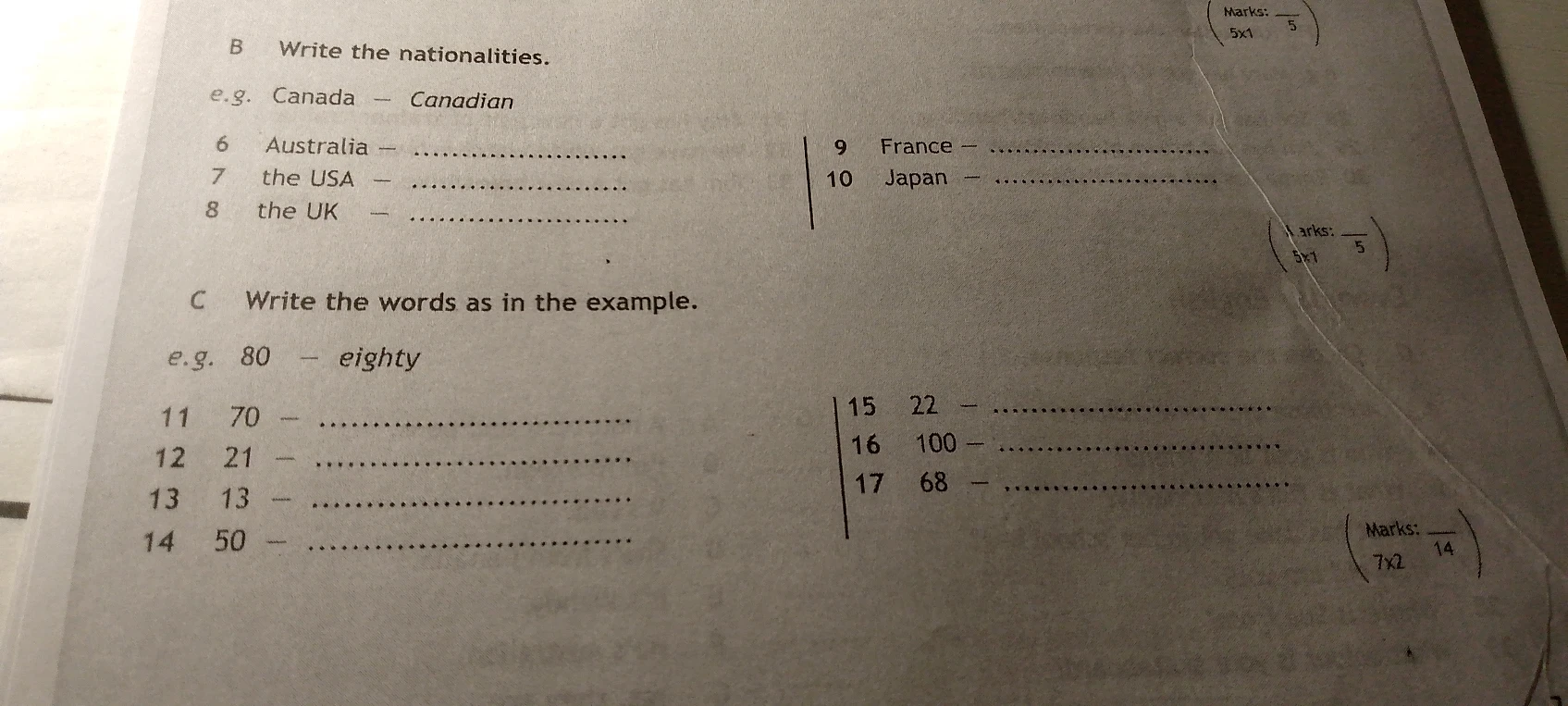 B Write the nationalities.