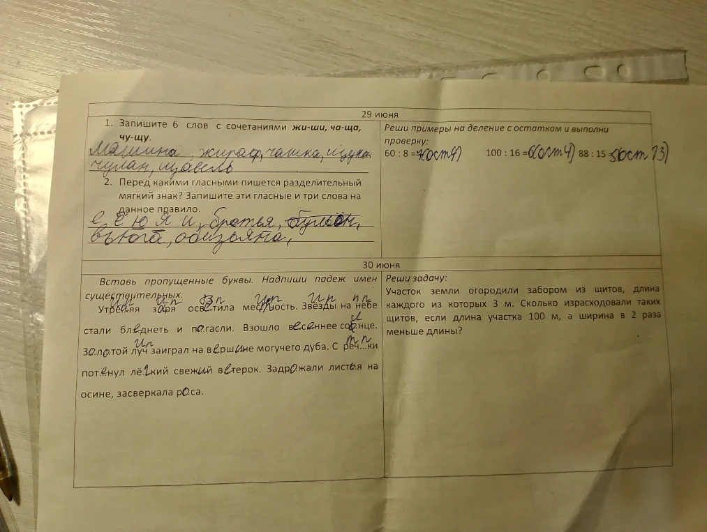 Вставь пропущенные буквы. Надпиши падеж имён существительных.