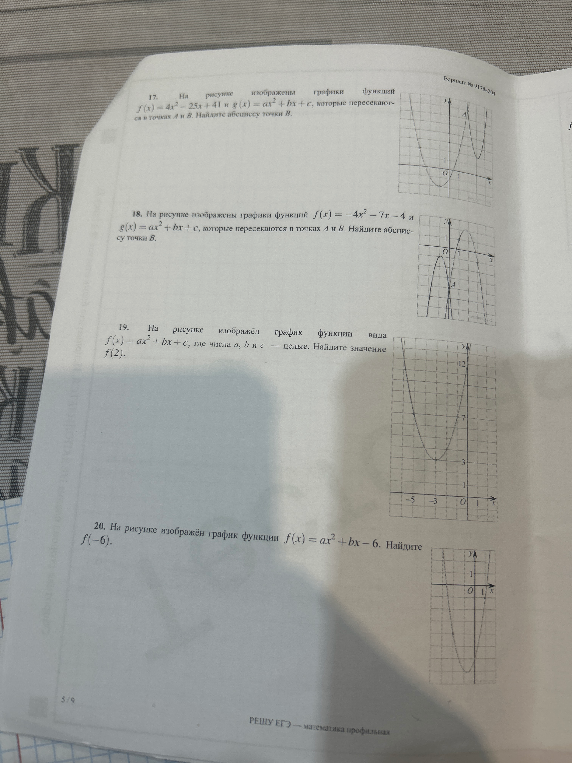 19. На рисунке изображён график функции вида $f(x) = ax^2 + bx + c$, где числа $a, b$ и $c$ — целые. Найдите значение $f(2)$.