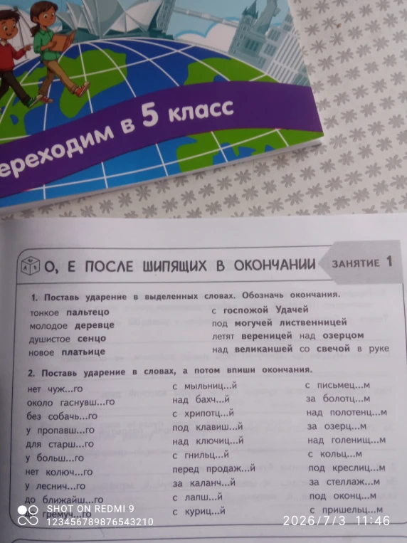 1. Поставь ударение в выделенных словах. Обозначь окончания.