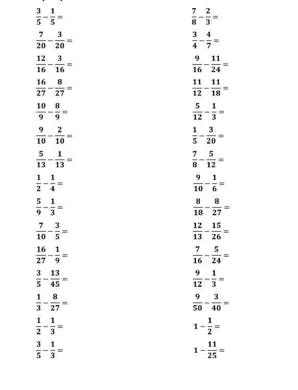 3/5 - 1/5 =