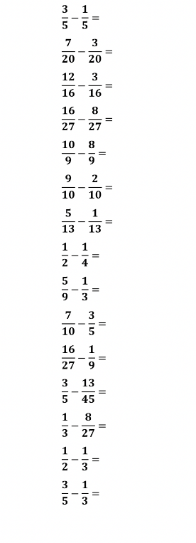 3/5 - 1/5 =