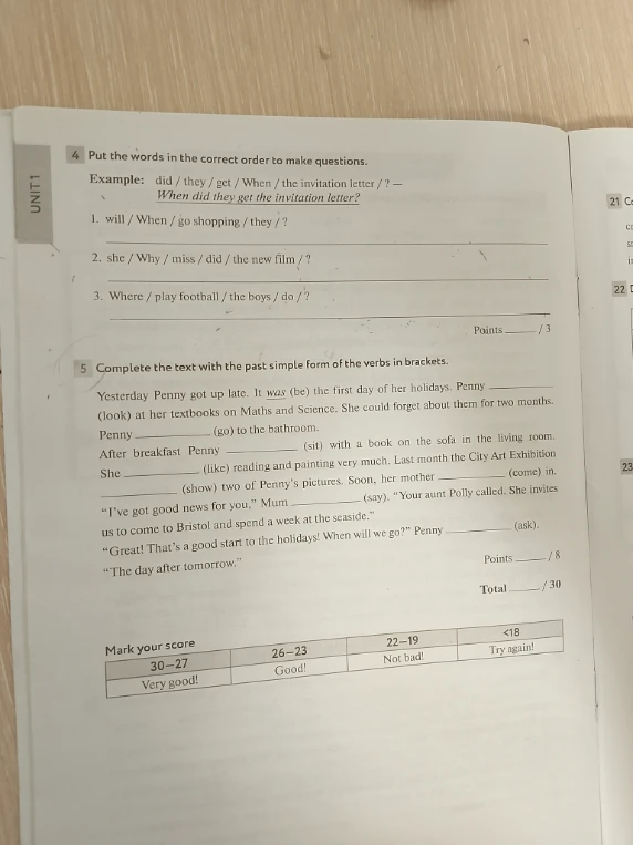 Put the words in the correct order to make questions.