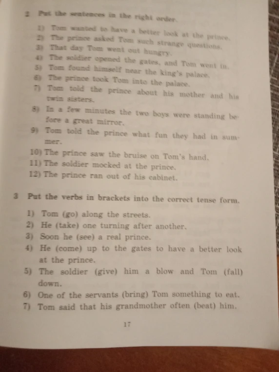 Put the sentences in the right order.