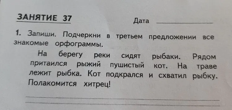 Запиши. Подчеркни в третьем предложении все знакомые орфограммы.