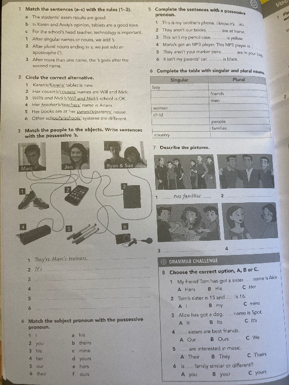 Match the sentences (a-c) with the rules (1-3)