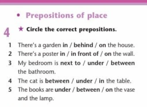 Circle the correct prepositions.