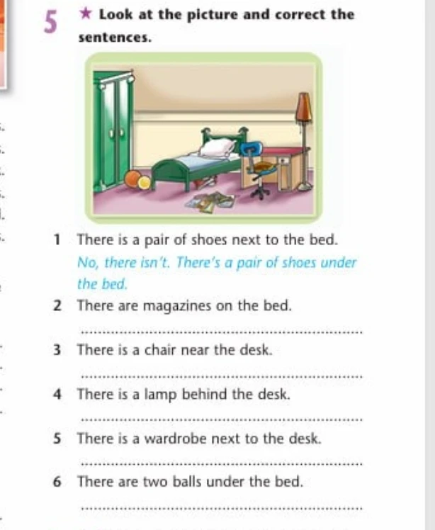 Look at the picture and correct the sentences.