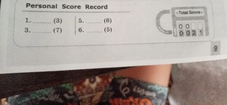 Personal Score Record 1. ........ (3) 3. ........ (7) 5. ........ (6) 6. ........ (5)