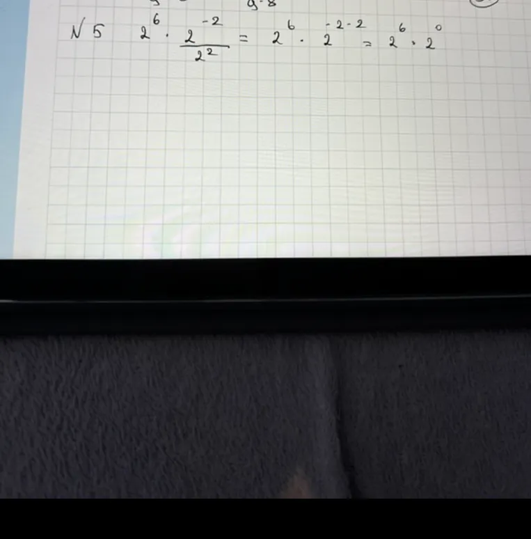 N 5 2^6 * 2^-2 / 2^2 = 2^6 * 2^-2-2 = 2^6 * 2^0