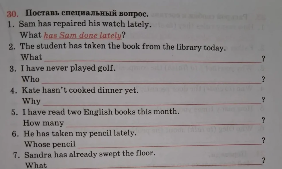 30. Поставь специальный вопрос.