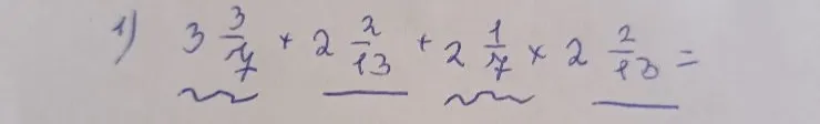 3 3/7 + 2 2/13 + 2 1/7 * 2 2/13 =