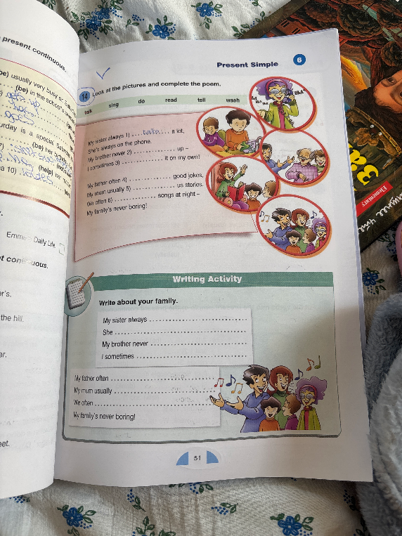 Look at the pictures and complete the poem