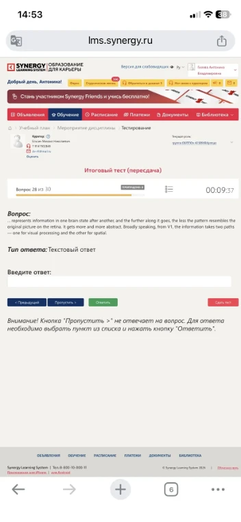 Вопрос: ... represents information in one brain state after another, and the further along it goes, the less the pattern resembles the original picture on the retina. It gets more and more abstract. Broadly speaking, from V1, the information takes two paths — one for visual processing and the other for spatial.